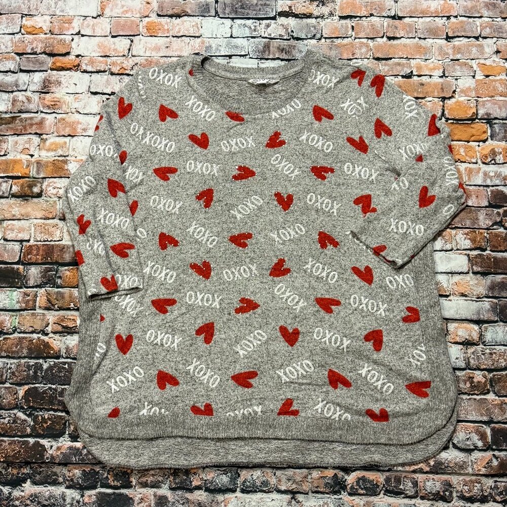 Kiss&Fly Plus Size Valentine Sweater with Rhinestones - XOXO - Size 1X